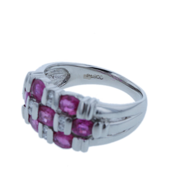 Pt900 プラチナ ルビー ダイヤ0.10ct リング 指輪 レディース 11号 【中古】