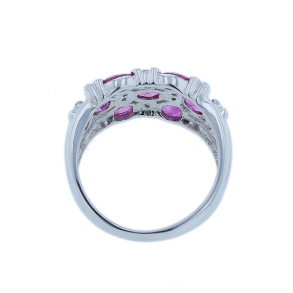 Pt900 プラチナ ルビー ダイヤ0.10ct リング 指輪 レディース 11号 【中古】