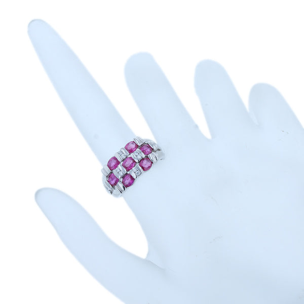 Pt900 プラチナ ルビー ダイヤ0.10ct リング 指輪 レディース 11号 【中古】