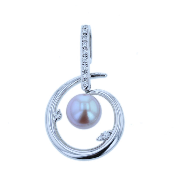 Pt900 プラチナ パール10.4mm ダイヤ0.18ct 星の砂 ペンダントトップ レディース 【中古】