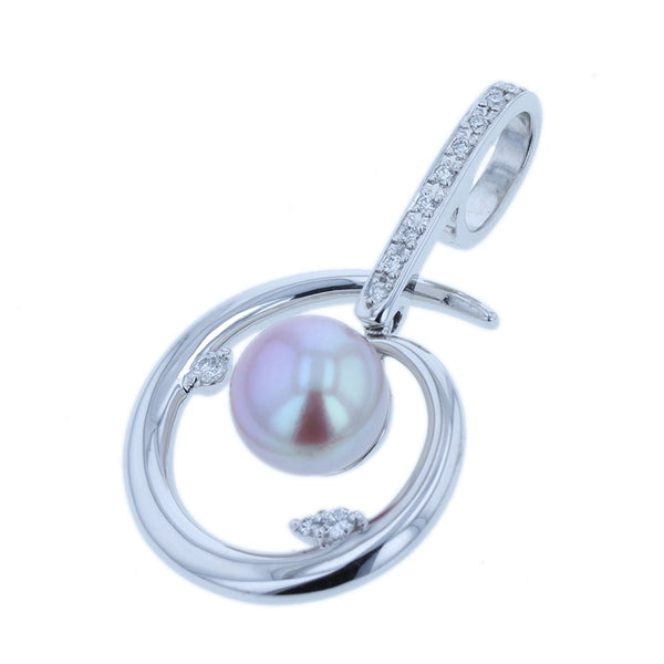 Pt900 プラチナ パール10.4mm ダイヤ0.18ct 星の砂 ペンダントトップ レディース 【中古】