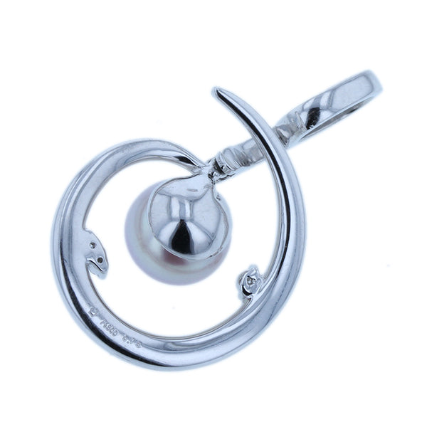 Pt900 プラチナ パール10.4mm ダイヤ0.18ct 星の砂 ペンダントトップ レディース 【中古】