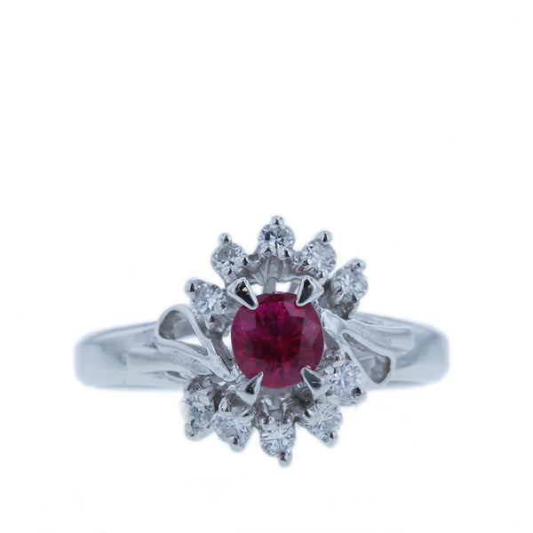 Pt900 プラチナ ルビー0.48ct ダイヤ0.22ct リング 指輪 レディース 10.5号 【中古】