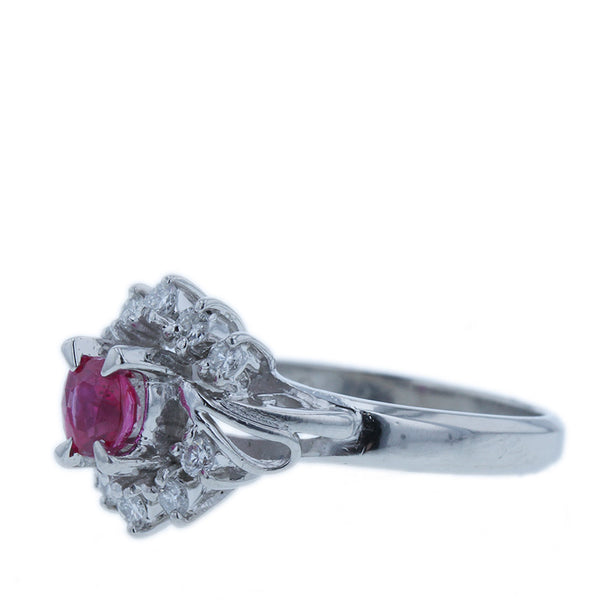 Pt900 プラチナ ルビー0.48ct ダイヤ0.22ct リング 指輪 レディース 10.5号 【中古】