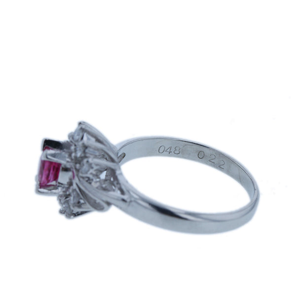 Pt900 プラチナ ルビー0.48ct ダイヤ0.22ct リング 指輪 レディース 10.5号 【中古】