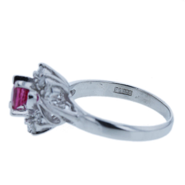 Pt900 プラチナ ルビー0.48ct ダイヤ0.22ct リング 指輪 レディース 10.5号 【中古】