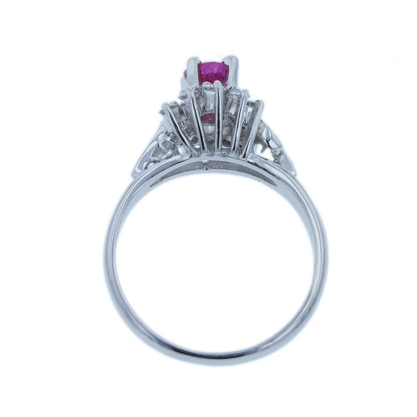 Pt900 プラチナ ルビー0.48ct ダイヤ0.22ct リング 指輪 レディース 10.5号 【中古】