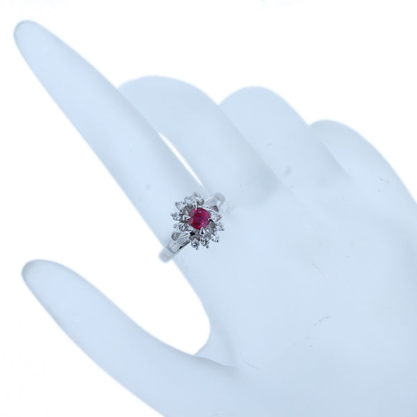Pt900 プラチナ ルビー0.48ct ダイヤ0.22ct リング 指輪 レディース 10.5号 【中古】