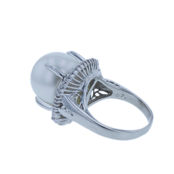 Pt900 プラチナ パール13.5mm ダイヤ0.70ct リング 指輪 レディース 12号 【中古】