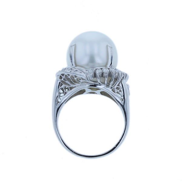 Pt900 プラチナ パール13.5mm ダイヤ0.70ct リング 指輪 レディース 12号 【中古】