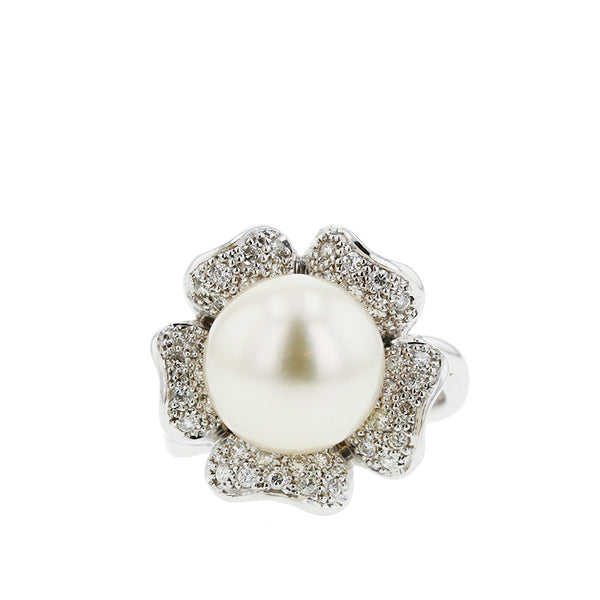 Pt900 プラチナ パール11.4mm ダイヤ0.35ct リング 指輪 レディース 12.5号 【中古】