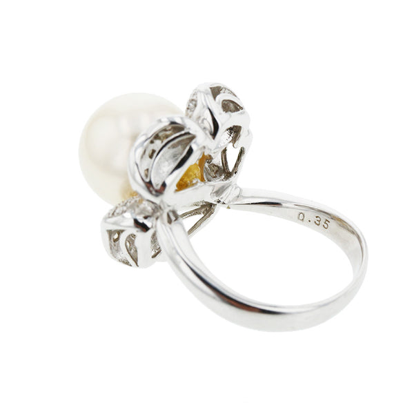Pt900 プラチナ パール11.4mm ダイヤ0.35ct リング 指輪 レディース 12.5号 【中古】