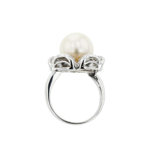 Pt900 プラチナ パール11.4mm ダイヤ0.35ct リング 指輪 レディース 12.5号 【中古】