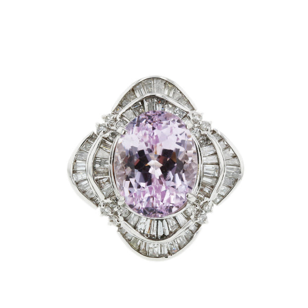 Pt900 プラチナ クンツァイト9.45ct ダイヤ1.95ct リング 指輪 レディース 11.5号 【中古】