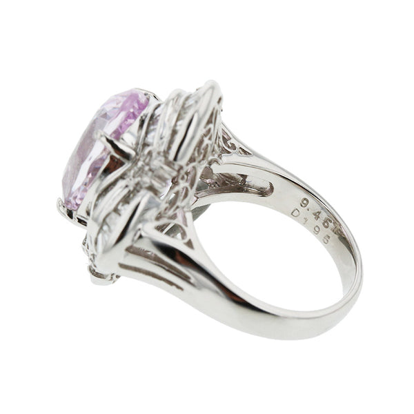 Pt900 プラチナ クンツァイト9.45ct ダイヤ1.95ct リング 指輪 レディース 11.5号 【中古】