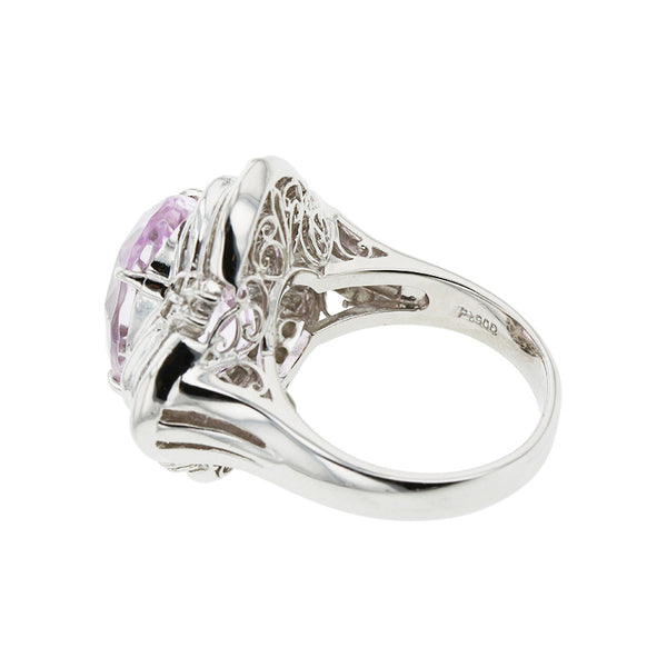 Pt900 プラチナ クンツァイト9.45ct ダイヤ1.95ct リング 指輪 レディース 11.5号 【中古】