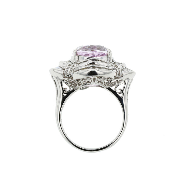 Pt900 プラチナ クンツァイト9.45ct ダイヤ1.95ct リング 指輪 レディース 11.5号 【中古】