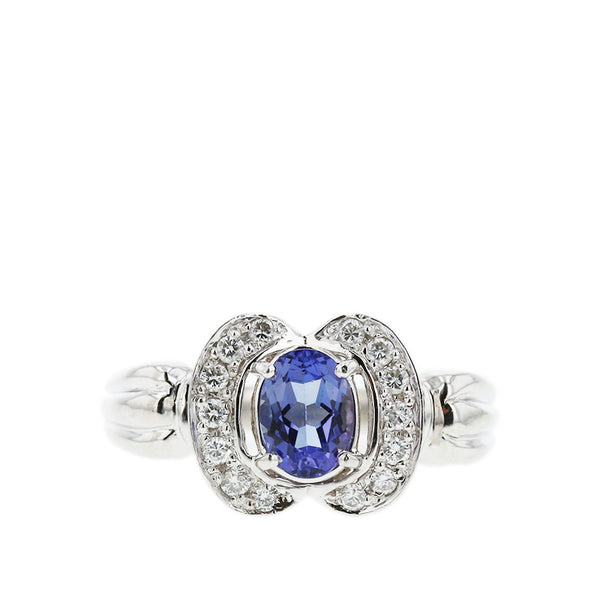 Pt900 プラチナ タンザナイト0.83ct ダイヤ0.20ct リング 指輪 レディース 17号 【中古】