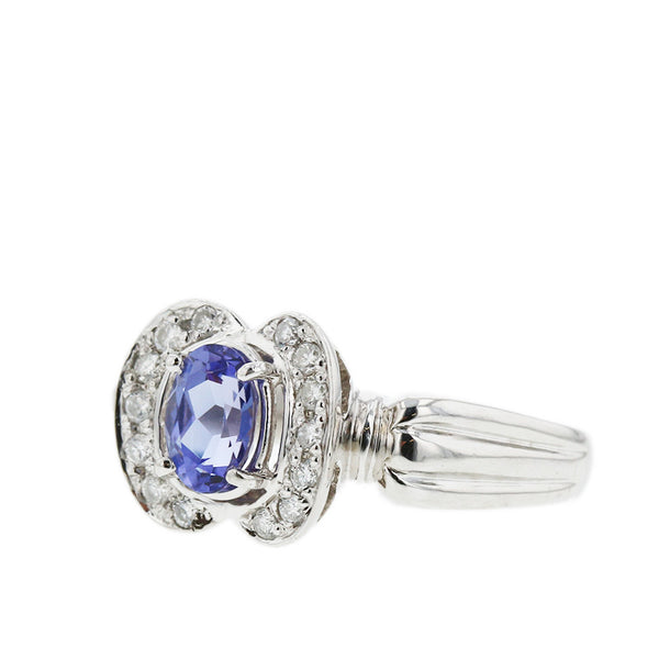 Pt900 プラチナ タンザナイト0.83ct ダイヤ0.20ct リング 指輪 レディース 17号 【中古】