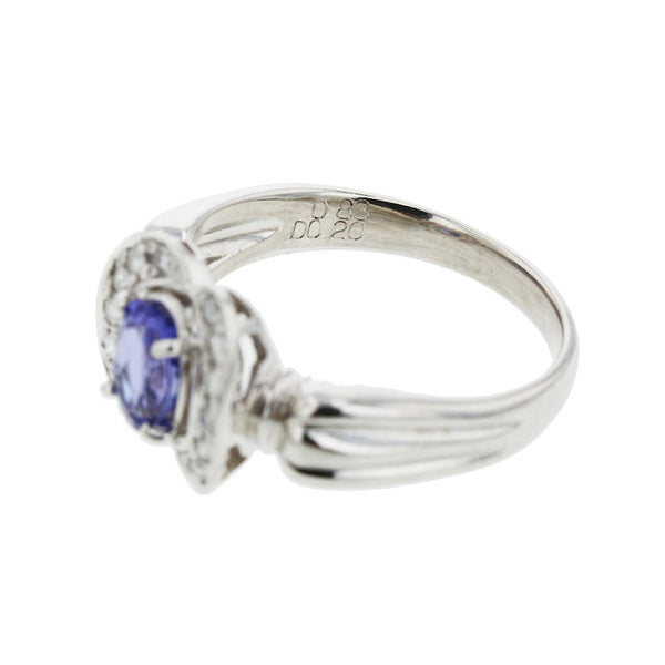 Pt900 プラチナ タンザナイト0.83ct ダイヤ0.20ct リング 指輪 レディース 17号 【中古】