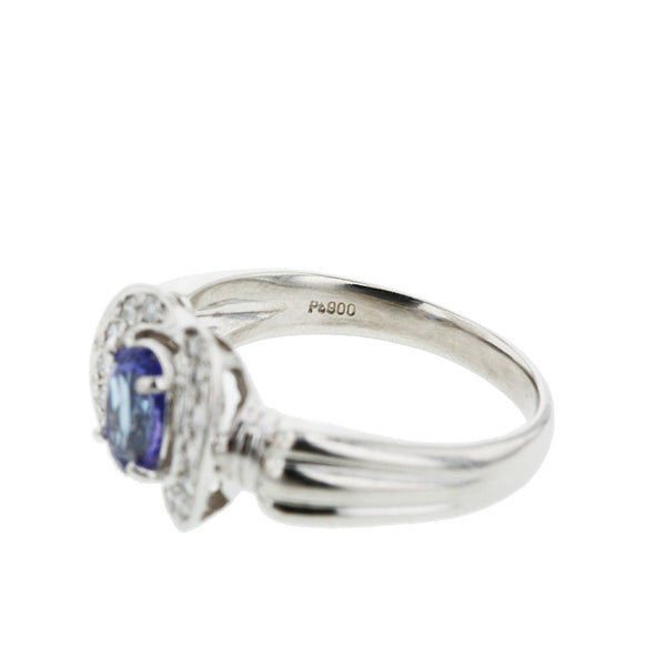 Pt900 プラチナ タンザナイト0.83ct ダイヤ0.20ct リング 指輪 レディース 17号 【中古】