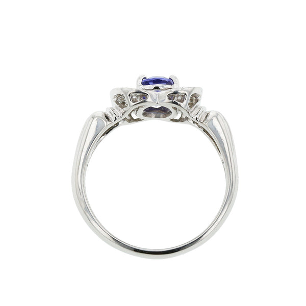 Pt900 プラチナ タンザナイト0.83ct ダイヤ0.20ct リング 指輪 レディース 17号 【中古】