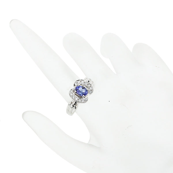 Pt900 プラチナ タンザナイト0.83ct ダイヤ0.20ct リング 指輪 レディース 17号 【中古】