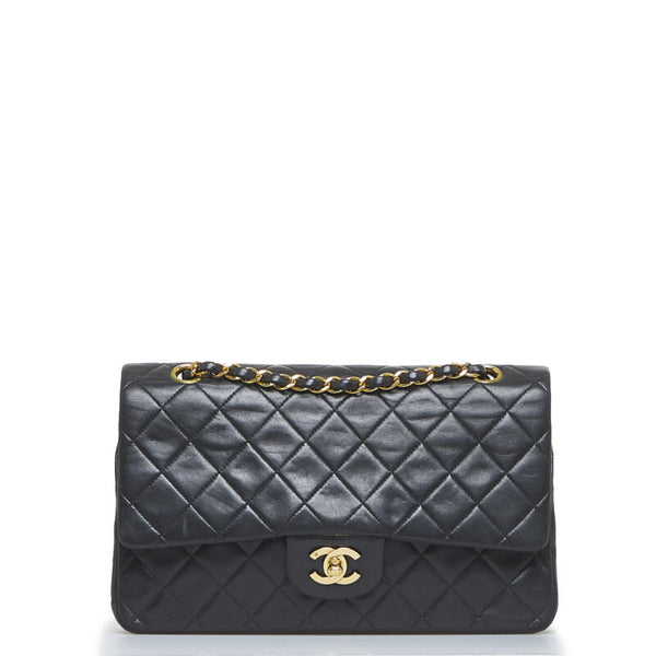 シャネル マトラッセ ココマーク ダブルフラップ チェーン ショルダーバッグ ブラック ゴールド レザー レディース CHANEL 【中古】