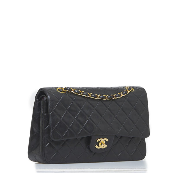 シャネル マトラッセ ココマーク ダブルフラップ チェーン ショルダーバッグ ブラック ゴールド レザー レディース CHANEL 【中古】