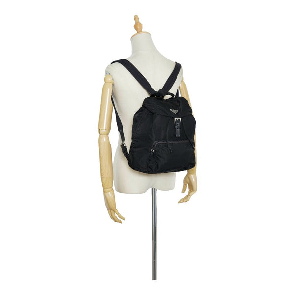 プラダ リュックサック バックパック B4650 ブラック ナイロン レザー レディース PRADA 【中古】