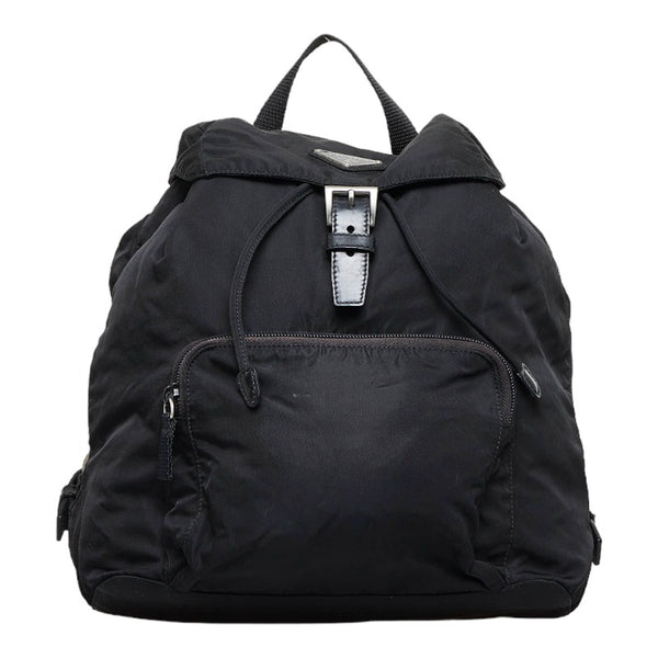 プラダ リュックサック バックパック B4650 ブラック ナイロン レザー レディース PRADA 【中古】