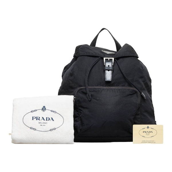 プラダ リュックサック バックパック B4650 ブラック ナイロン レザー レディース PRADA 【中古】