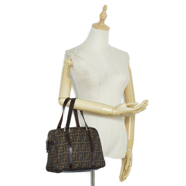 フェンディ ズッカ ハンドバッグ 71 16427 0 012 ブラウン キャンバス レザー レディース FENDI 【中古】