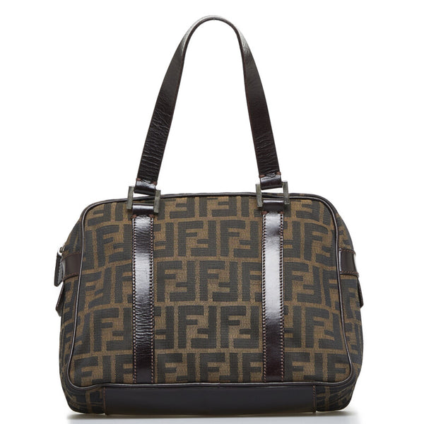 フェンディ ズッカ ハンドバッグ 71 16427 0 012 ブラウン キャンバス レザー レディース FENDI 【中古】