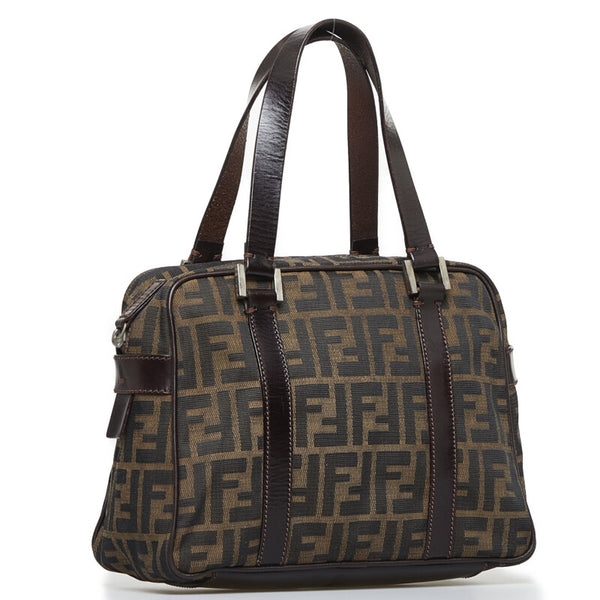 フェンディ ズッカ ハンドバッグ 71 16427 0 012 ブラウン キャンバス レザー レディース FENDI 【中古】