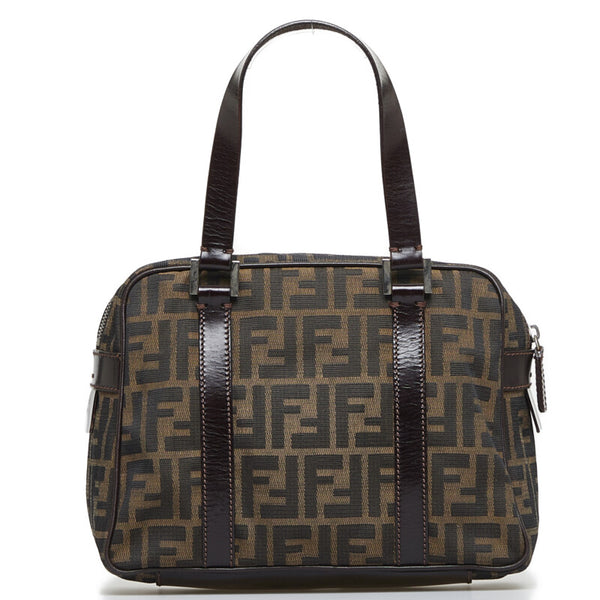 フェンディ ズッカ ハンドバッグ 71 16427 0 012 ブラウン キャンバス レザー レディース FENDI 【中古】
