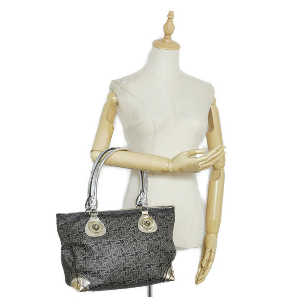 セリーヌ 馬車 トートバッグ ショルダーバッグ ブラック シルバー PVC レザー レディース CELINE 【中古】