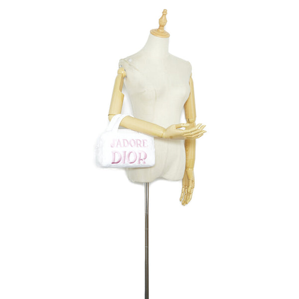 ディオール ハンドバッグ ホワイト ピンク パイル・タオル レディース Dior 【中古】