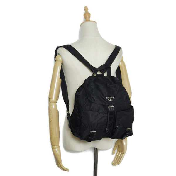 プラダ リュック バックパック ブラック ナイロン レザー レディース PRADA 【中古】