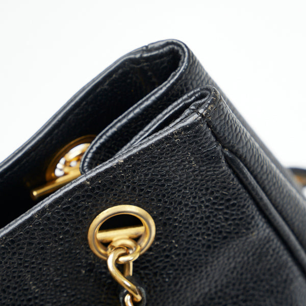 シャネル ココマーク ハンドバッグ トートバッグ ブラック ゴールド マットキャビアスキン レディース CHANEL 【中古】