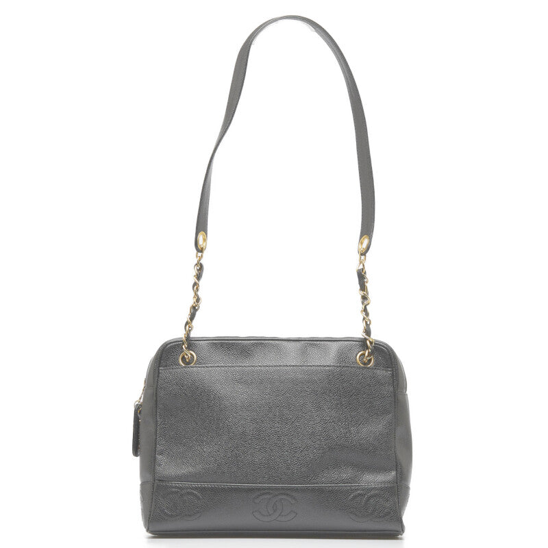 シャネル ココマーク チェーン トートバッグ ショルダーバッグ ブラック キャビアスキン レディース CHANEL 【中古】