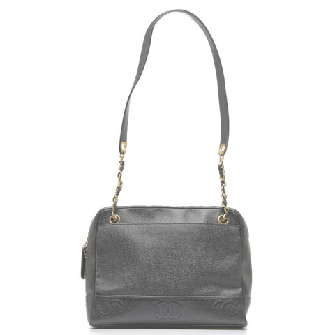 シャネル ココマーク チェーン トートバッグ ショルダーバッグ ブラック キャビアスキン レディース CHANEL 【中古】