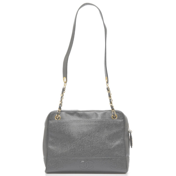 シャネル ココマーク チェーン トートバッグ ショルダーバッグ ブラック キャビアスキン レディース CHANEL 【中古】