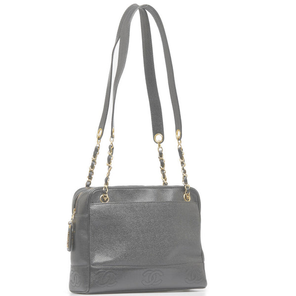 シャネル ココマーク チェーン トートバッグ ショルダーバッグ ブラック キャビアスキン レディース CHANEL 【中古】