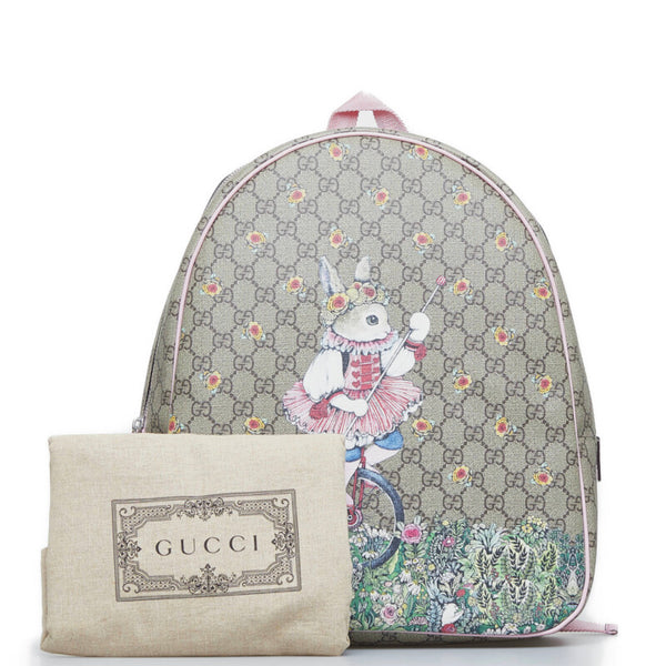 グッチ GGスプリーム ×ヒグチユウコ ラビット リュックサック バックパック 433578 ブラウン ピンク マルチカラー PVC レディース GUCCI 【中古】