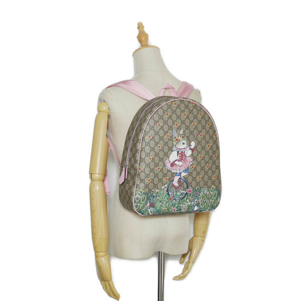 グッチ GGスプリーム ×ヒグチユウコ ラビット リュックサック バックパック 433578 ブラウン ピンク マルチカラー PVC レディース GUCCI 【中古】