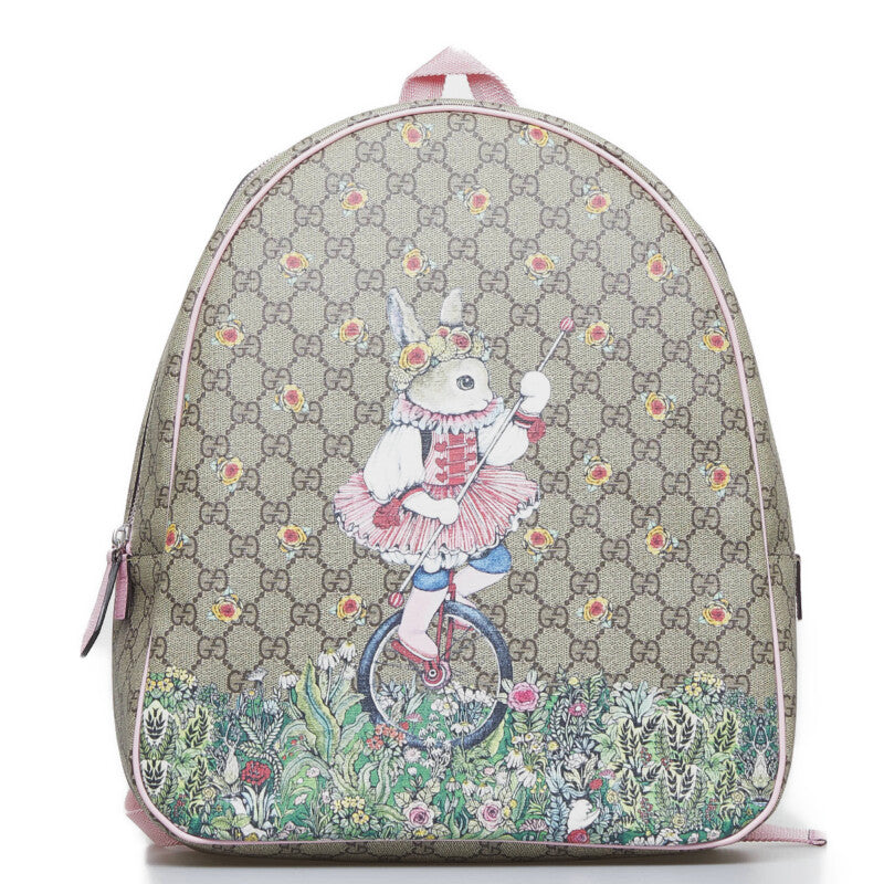 グッチ GGスプリーム ×ヒグチユウコ ラビット リュックサック バックパック 433578 ブラウン ピンク マルチカラー PVC レディース GUCCI 【中古】
