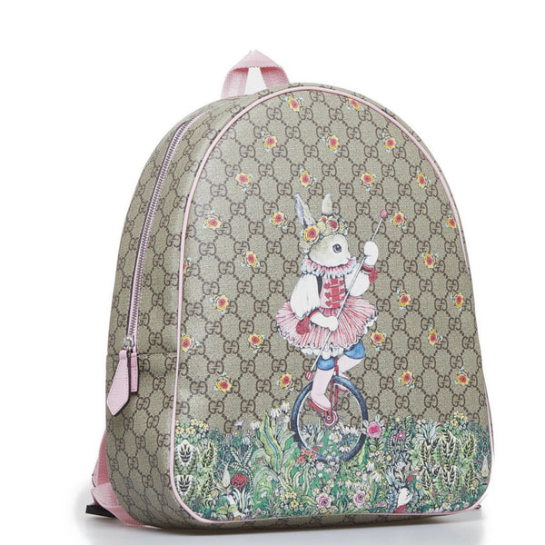 グッチ GGスプリーム ×ヒグチユウコ ラビット リュックサック バックパック 433578 ブラウン ピンク マルチカラー PVC レディース GUCCI 【中古】