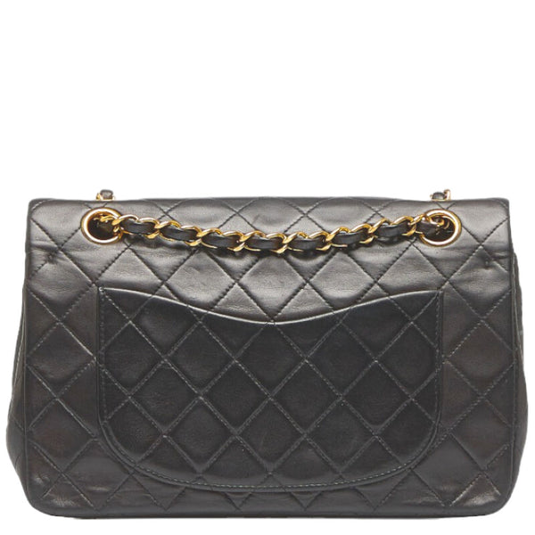 シャネル マトラッセ ダブルフラップ チェーン ショルダーバッグ ブラック ゴールド レザー レディース CHANEL 【中古】