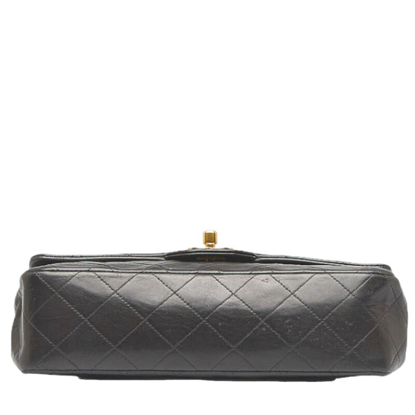 シャネル マトラッセ ダブルフラップ チェーン ショルダーバッグ ブラック ゴールド レザー レディース CHANEL 【中古】